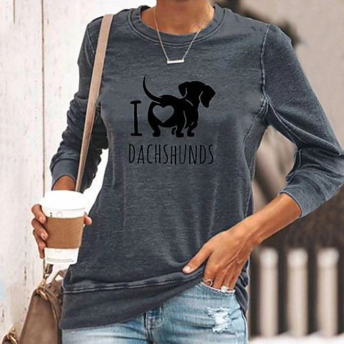 

Women's T shirt Graphic Long Sleeve Round Neck Tops Basic Basic Top Black Blue Yellow