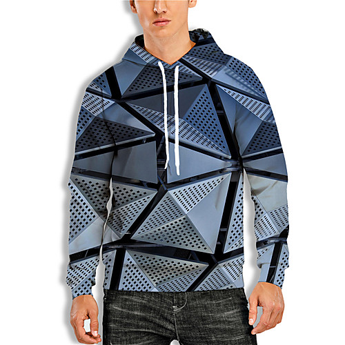 

Men's Pullover Hoodie Sweatshirt Graphic 3D Print Hooded Daily 3D Print Basic Casual Hoodies Sweatshirts Long Sleeve Blue
