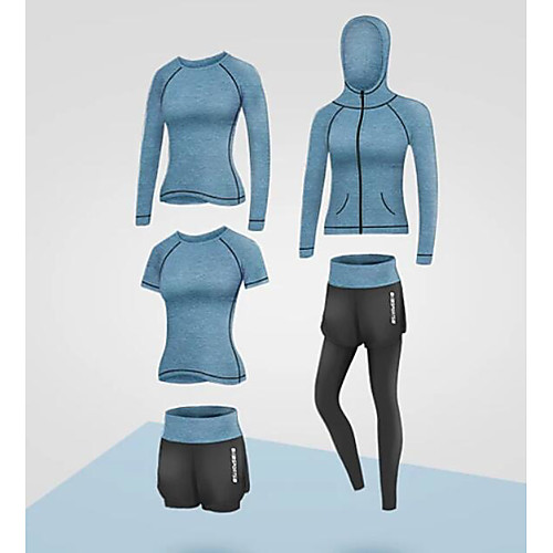

Women's Activewear Set Workout Outfits Athletic Athleisure 5pcs Winter Long Sleeve Spandex Quick Dry Lightweight Breathable Fitness Gym Workout Running Active Training Jogging Sportswear Purple