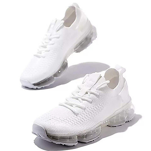 

Women's Trainers Athletic Shoes Flyknit Shoes Flat Heel Round Toe Sporty Casual Outdoor Running Shoes Walking Shoes Mesh Lace-up Solid Colored White Red Black