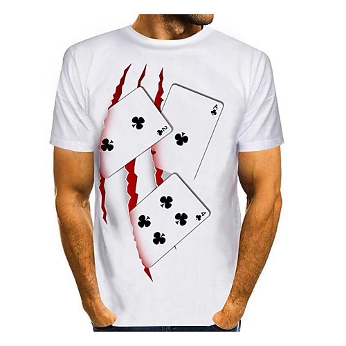 

Men's T shirt 3D Print 3D Geometry 3D Print Short Sleeve Daily Tops Casual White