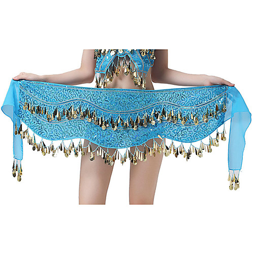 

Belly Dance Hip Scarf Sash / Ribbon Tassel Paillette Women's Performance Chiffon