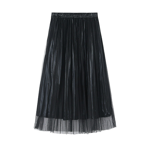 

Women's Daily Vacation Streetwear Skirts Solid Colored Ruched Black