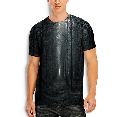 

Men's T shirt Shirt 3D Print Plants 3D 3D Print Short Sleeve Daily Tops Casual Round Neck Gray / Summer