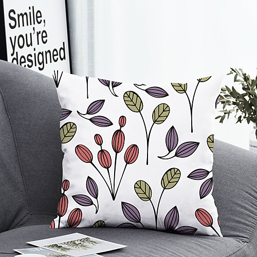 

1 pcs Polyester Pillow Cover & Insert, Floral&Plants Simple Classic Square Zipper Polyester Traditional Classic