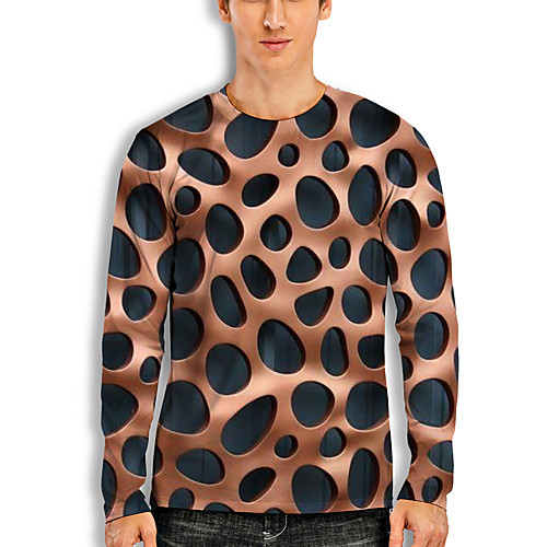 

Men's T shirt 3D Print Graphic 3D Print Long Sleeve Casual Tops Cartoon Classic Brown