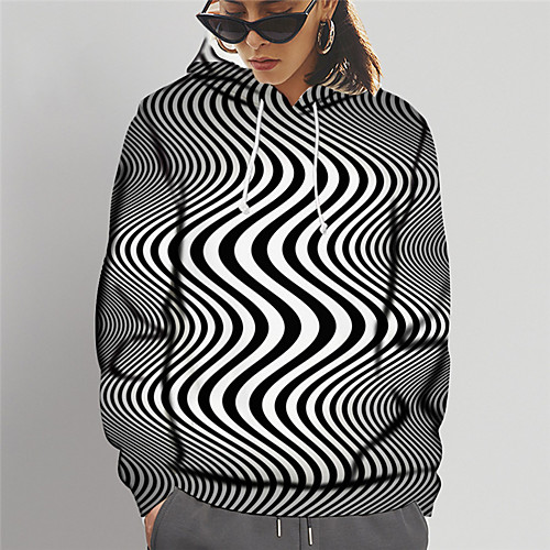 

Women's Pullover Hoodie Sweatshirt Graphic 3D Print Daily Going out 3D Print Basic Hoodies Sweatshirts Black