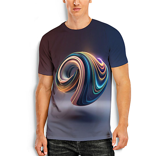 

Men's Unisex Tee T shirt Shirt 3D Print Abstract 3D Geometry 3D Print Short Sleeve Daily Tops Casual Round Neck Gray / Summer