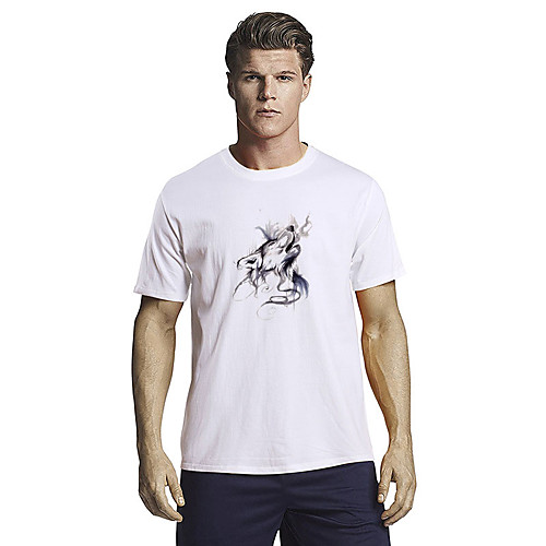 

Men's Unisex T shirt Hot Stamping Graphic Prints Animal Plus Size Short Sleeve Casual Tops 100% Cotton Fashion White Black Blue