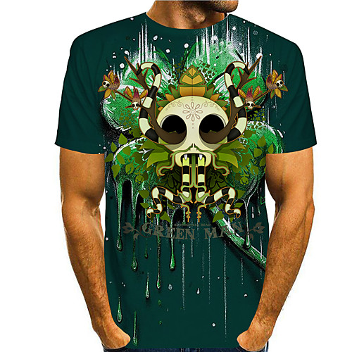 

Men's T shirt 3D Print Graphic Prints Skull Saint Patrick Day 3D Print Short Sleeve Daily Tops Casual Fashion Green