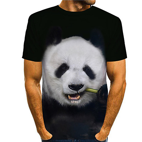 

Men's T shirt Shirt 3D Print Graphic Prints Panda 3D Print Short Sleeve Daily Tops Casual Fashion Round Neck Black / Summer