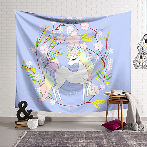 

Wall Tapestry Art Decor Blanket Curtain Hanging Home Bedroom Living Room Decoration Polyester Blue Unicorn