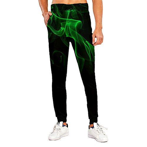 

Men's Sporty Casual / Sporty Breathable Quick Dry Sports Casual Holiday Pants Sweatpants Pants 3D Graphic Prints Full Length Print Black