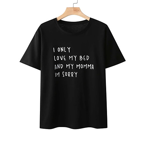 

Men's Unisex T shirt Hot Stamping Letter Plus Size Print Short Sleeve Casual Tops 100% Cotton Casual Fashion Black