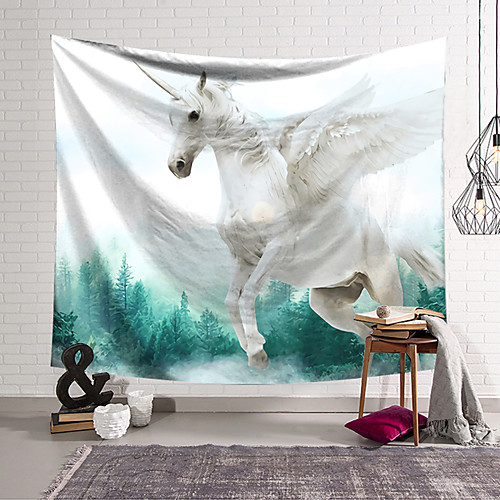 

Wall Tapestry Art Decor Blanket Curtain Hanging Home Bedroom Living Room Decoration Polyester Unicorn Travelling in the Woods
