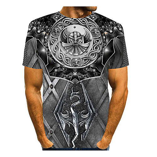 

Men's T shirt 3D Print Cartoon 3D 3D Print Short Sleeve Daily Tops Casual Fashion Gray