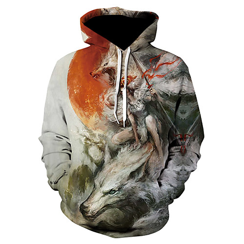 

Men's Pullover Hoodie Sweatshirt 3D Print Hooded 3D Print 3D Print Hoodies Sweatshirts Long Sleeve Loose Purple Green Light gray