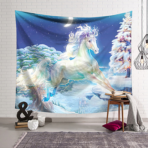 

Wall Tapestry Art Decor Blanket Curtain Hanging Home Bedroom Living Room Decoration Polyester White Unicorn Tree
