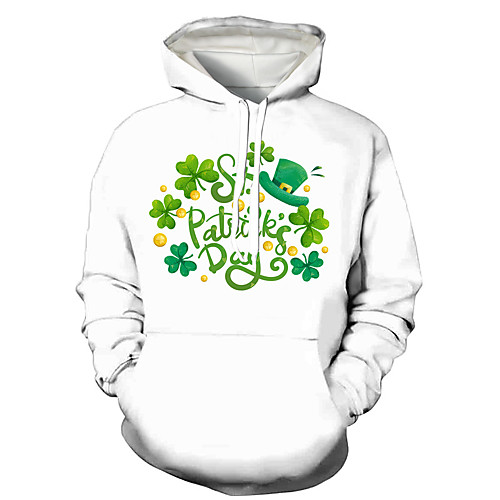 

Men's Pullover Hoodie Sweatshirt Graphic Prints Saint Patrick Day Letter Print Hooded Daily Holiday 3D Print 3D Print Hoodies Sweatshirts Long Sleeve White