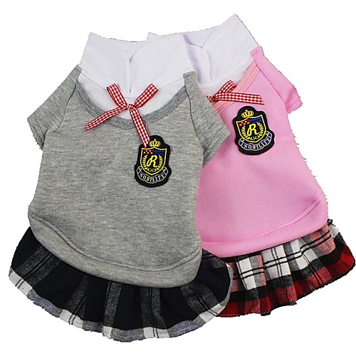 

Dog Cat Dress Cute Dog Clothes Puppy Clothes Dog Outfits Pink Gray Costume for Girl and Boy Dog Polyester XS S M L XL