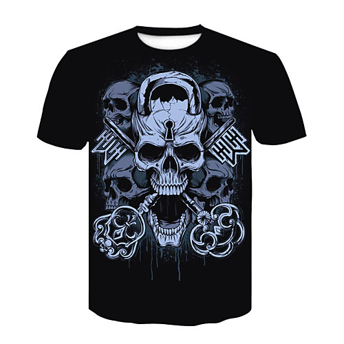 

Men's T shirt 3D Print 3D Rivet Mesh Short Sleeve Casual Tops Black / Red Black / Gray Gray