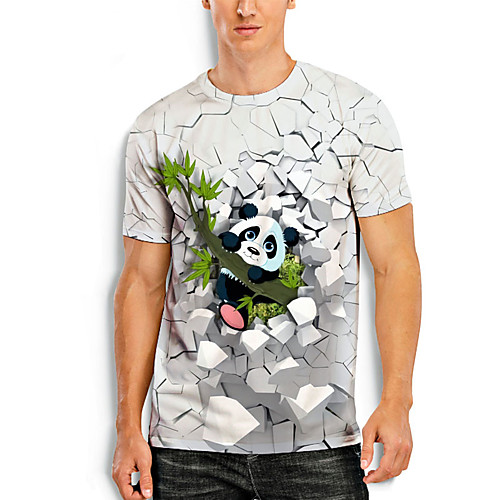 

Men's Unisex T shirt 3D Print Graphic Prints Panda 3D Print Short Sleeve Daily Tops Casual Fashion Round Neck White / Summer