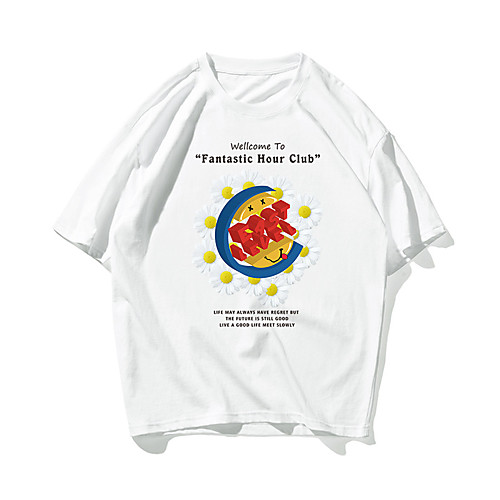 

Men's Unisex T shirt Hot Stamping Daisy Letter Plus Size Print Short Sleeve Daily Tops 100% Cotton Basic Casual White Black