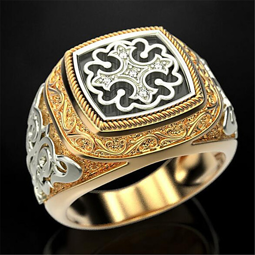

Band Ring Geometrical Gold Black Zircon Copper Gold Plated Precious Fashion Vintage 1pc 8 9 10 / Men's