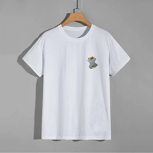 

Men's Unisex T shirt Hot Stamping Letter Plus Size Print Short Sleeve Casual Tops 100% Cotton Casual Fashion White