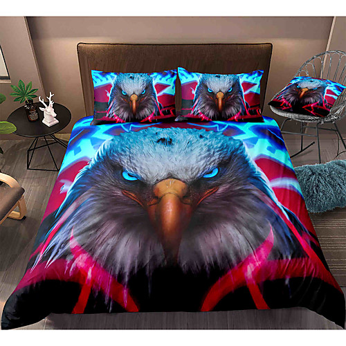 

Eagle Print 3-Piece Duvet Cover Set Hotel Bedding Sets Comforter Cover with Soft Lightweight Microfiber, Include 1 Duvet Cover, 2 Pillowcases for Double/Queen/King(1 Pillowcase for Twin/Single)