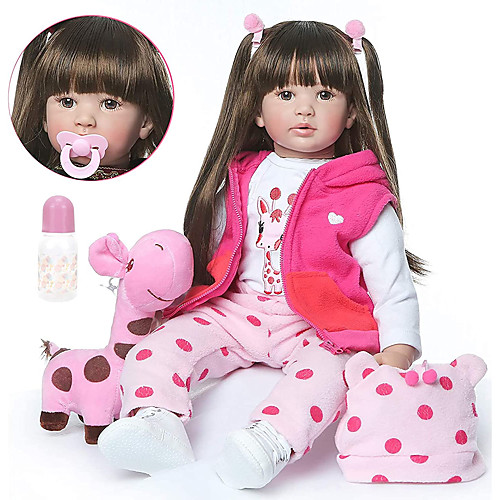 

NPKCOLLECTION 24 inch NPK DOLL Reborn Doll Girl Doll Baby Girl Reborn Toddler Doll lifelike Cute Artificial Implantation Brown Eyes Cloth 3/4 Silicone Limbs and Cotton Filled Body with Clothes and