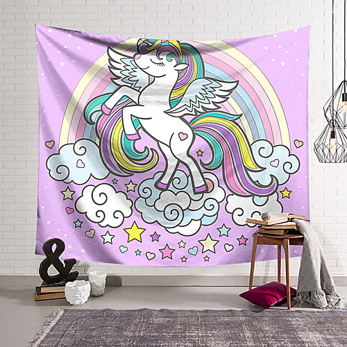 

Wall Tapestry Art Decor Blanket Curtain Hanging Home Bedroom Living Room Decoration Polyester Fan Unicorn Raises Its Feet