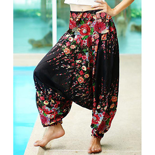 

Women's Sporty Boho Comfort Sports Going out Yoga Harem Pants Pants Floral Full Length Baggy Print Red