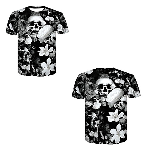 

Men's T shirt Shirt 3D Print 3D Rivet Mesh Short Sleeve Casual Tops Black / Gray / Summer