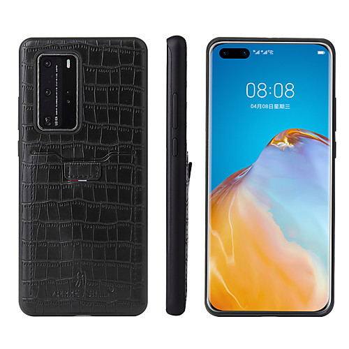 

Phone Case For Huawei Back Cover Leather HUAWEI P40 HUAWEI P40 Pro Mate 30 Mate 30 Pro Card Holder Shockproof with Stand Crocodile Skin Prints Solid Color PU Leather TPU