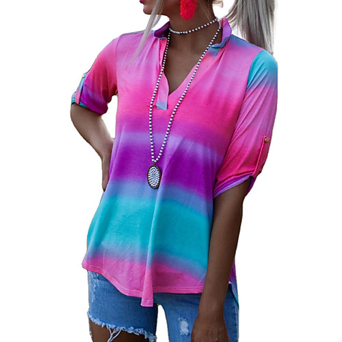 

Women's T shirt Geometric V Neck Tops Picture color