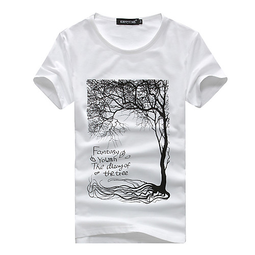 

Men's Unisex T shirt Hot Stamping Tree Plus Size Print Short Sleeve Daily Tops 100% Cotton Basic Casual White Gray