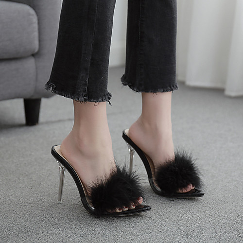 

Women's Sandals Stiletto Heel Pointed Toe High Heel Sandals Classic Daily PU Solid Colored Black