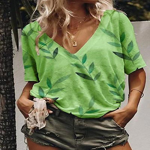 

Women's T shirt Geometric Round Neck Tops White Blue Yellow