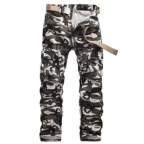 

Men's Cargo Casual / Sporty Daily Holiday Pants Tactical Cargo Pants Camouflage Full Length Zipper Pocket Camouflage Army Green Camouflage Gray Camouflage White