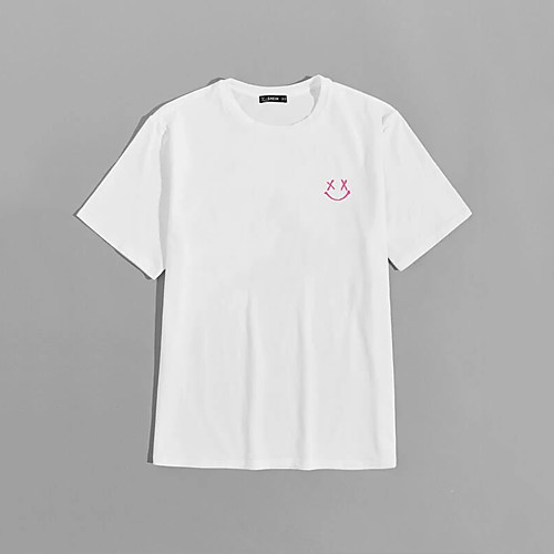 

Men's Unisex T shirt Hot Stamping Cartoon Plus Size Print Short Sleeve Casual Tops 100% Cotton Casual Fashion White