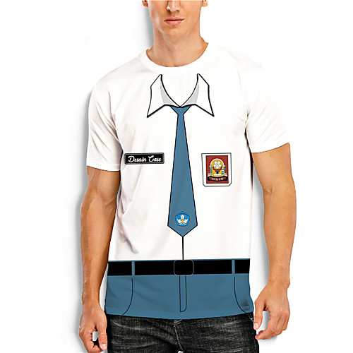 

Men's T shirt 3D Print Cartoon 3D 3D Print Short Sleeve Daily Tops Casual Fashion White