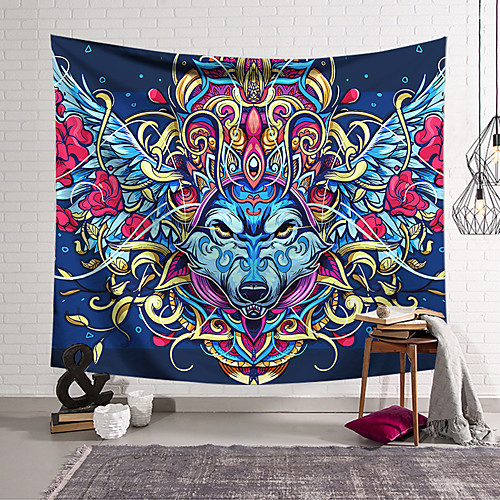 

Wall Tapestry Art Decor Blanket Curtain Hanging Home Bedroom Living Room Decoration Polyester Wolf Head Eagle Helmet