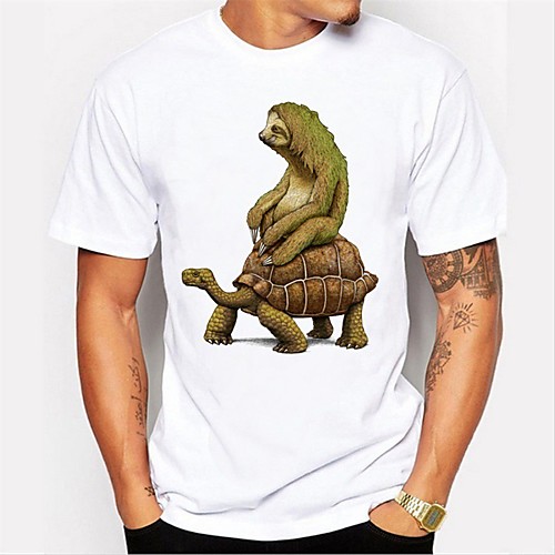 

Men's Unisex Tee T shirt Shirt Hot Stamping Tortoise Animal Plus Size Print Short Sleeve Daily Tops 100% Cotton Basic Casual Comfortable Big and Tall Round Neck Green and Black White / Green Silver