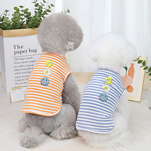 

Dog Cat Shirt / T-Shirt Vest Stripes Basic Adorable Cute Dailywear Casual / Daily Dog Clothes Puppy Clothes Dog Outfits Breathable Blue Orange Green Costume for Girl and Boy Dog Cotton S M L XL XXL
