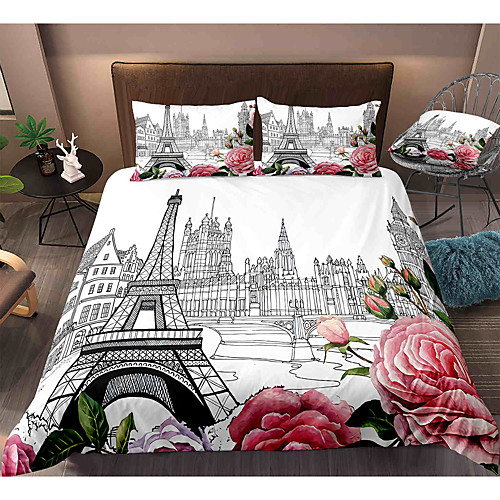 

3D Printing Home Bedding Duvet Cover Sets Soft Microfiber For Kids Teens Adults Bedroom City 1 Duvet Cover 1/2 Pillowcase Shams