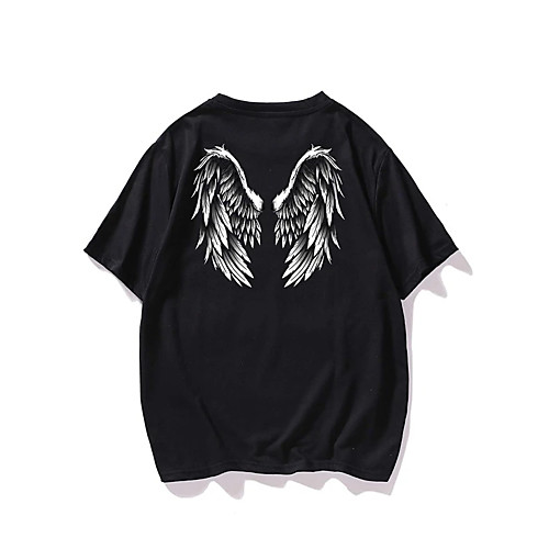 

Men's Unisex T shirt Hot Stamping Wings Plus Size Print Short Sleeve Casual Tops 100% Cotton Casual Fashion Black