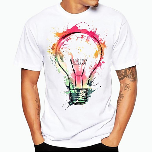 

Men's Unisex T shirt Hot Stamping bulb Plus Size Print Short Sleeve Daily Tops 100% Cotton Basic Casual White