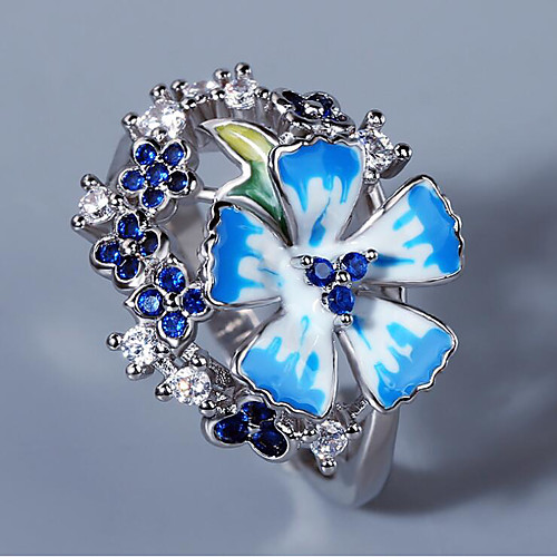 

Band Ring AAA Cubic Zirconia Two Stone Silver Brass Floral Theme Flower Asian Elegant Ethnic 1pc 6 7 8 9 10 / Women's