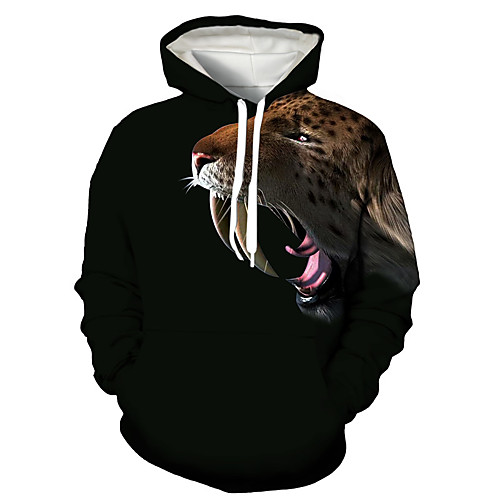 

Men's Pullover Hoodie Sweatshirt Graphic Prints Animal Print Hooded Daily Holiday 3D Print 3D Print Hoodies Sweatshirts Long Sleeve Black